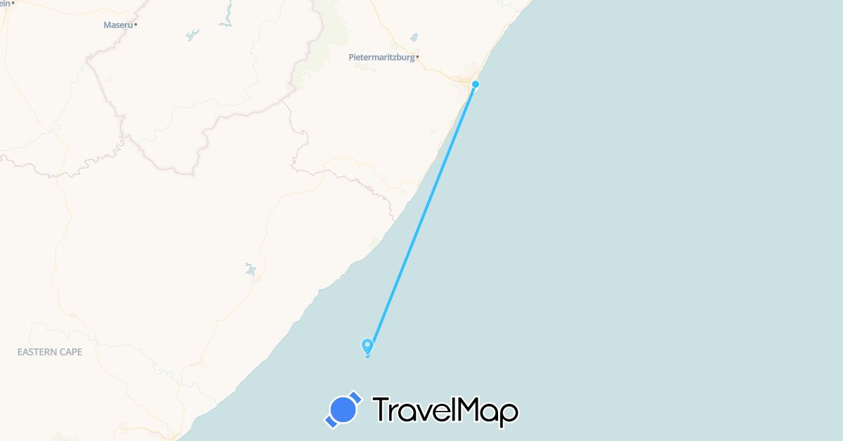 TravelMap itinerary: driving, boat in South Africa (Africa)